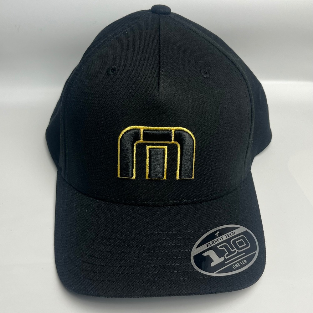 Travis Mathew Flexfit Tech 110 Pittsburgh Hat OSFA Black Gold Logo Baseball Cap